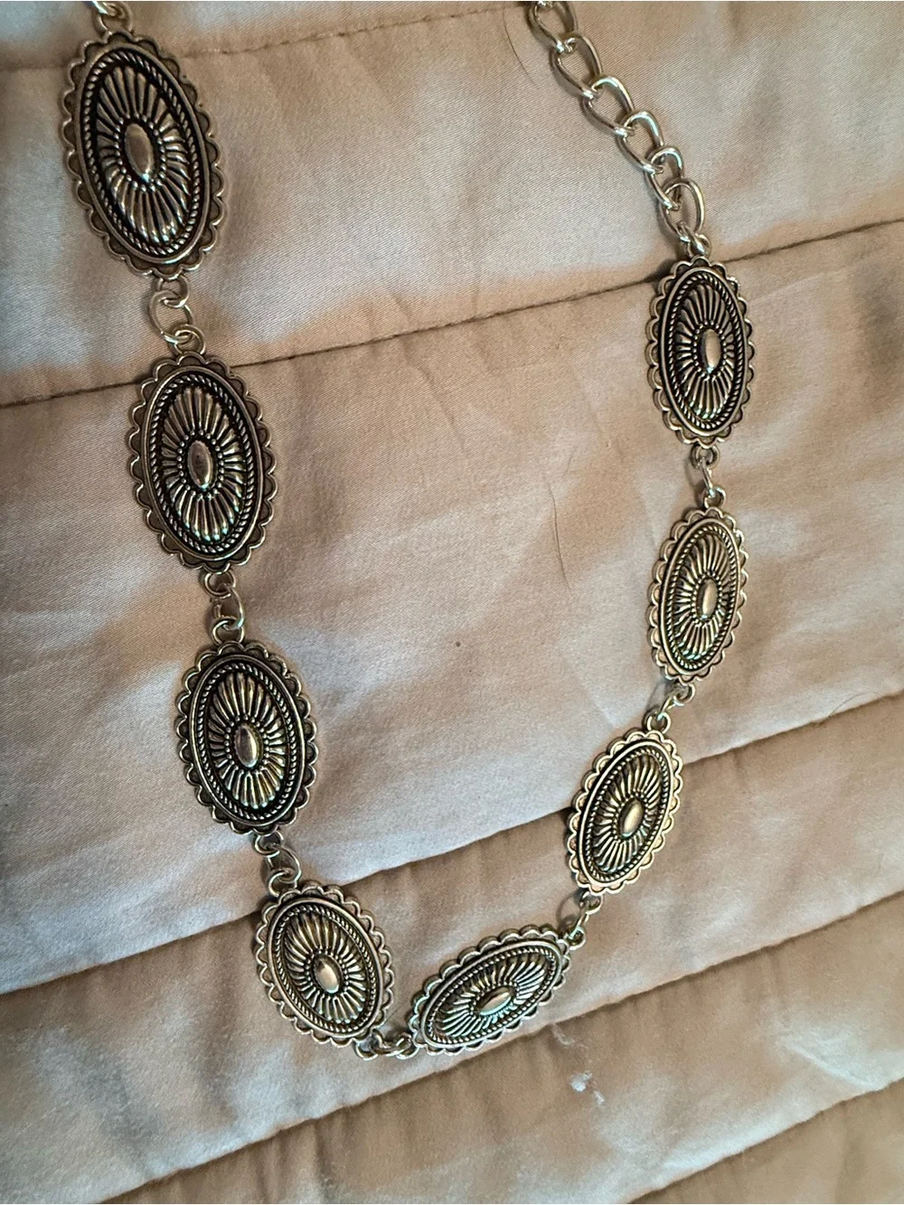 Silver Western Concho Statement Belt Adjustable Boho Cowgirl